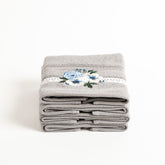 Araceli Embroidered Grey Face Towel Set Of 4